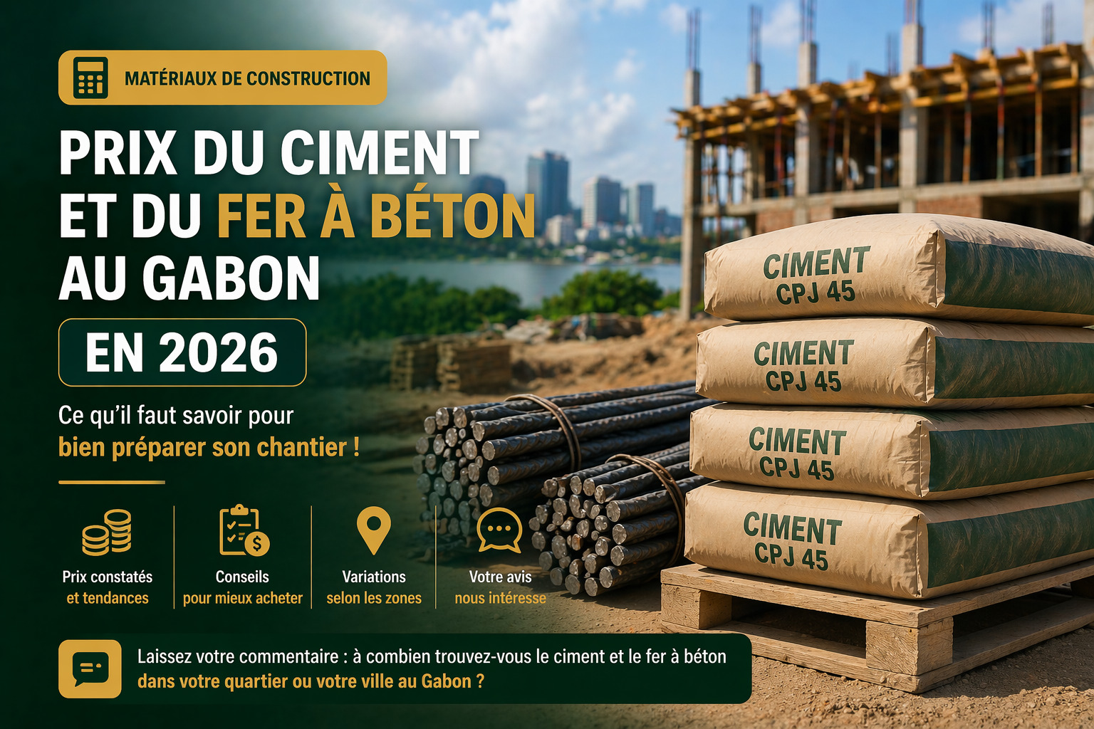 TEMG prix du ciment et du fer à béton au Gabon