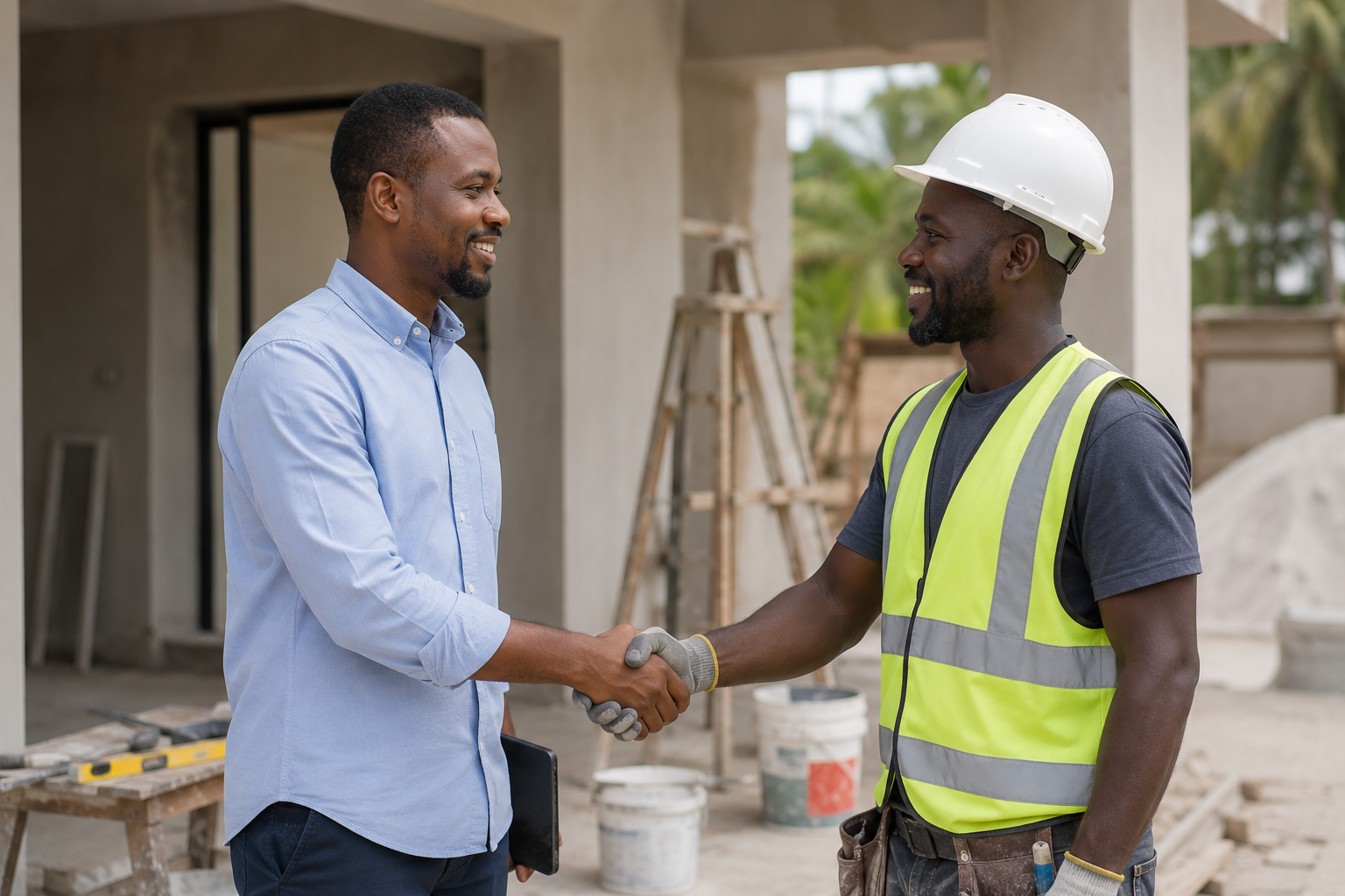 Rencontre sur le chantier de construction