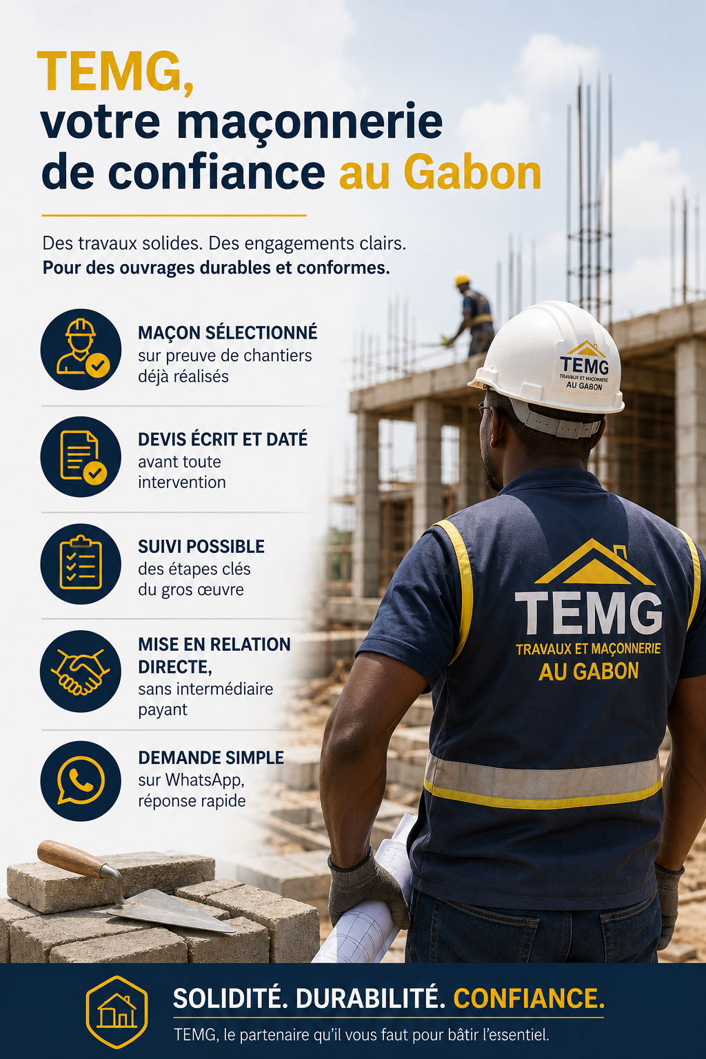 Pourquoi choisir TEMG pour vos travaux de maçonnerie au Gabon ?