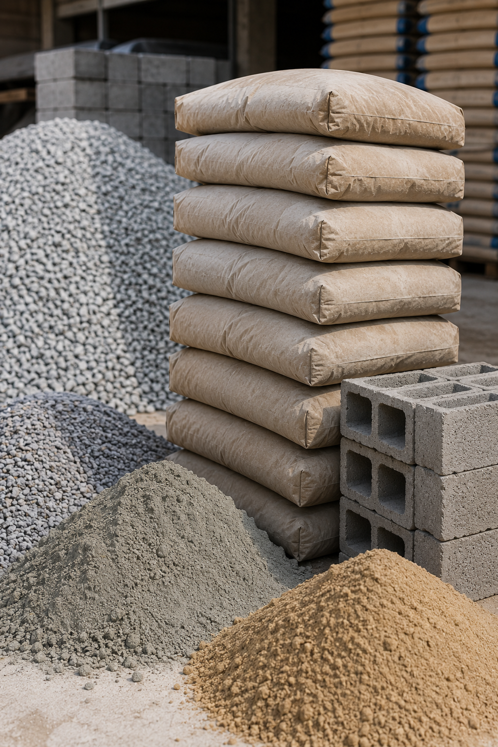 Sacs de ciment et liants de construction disponibles chez TEMG pour les chantiers au Gabon