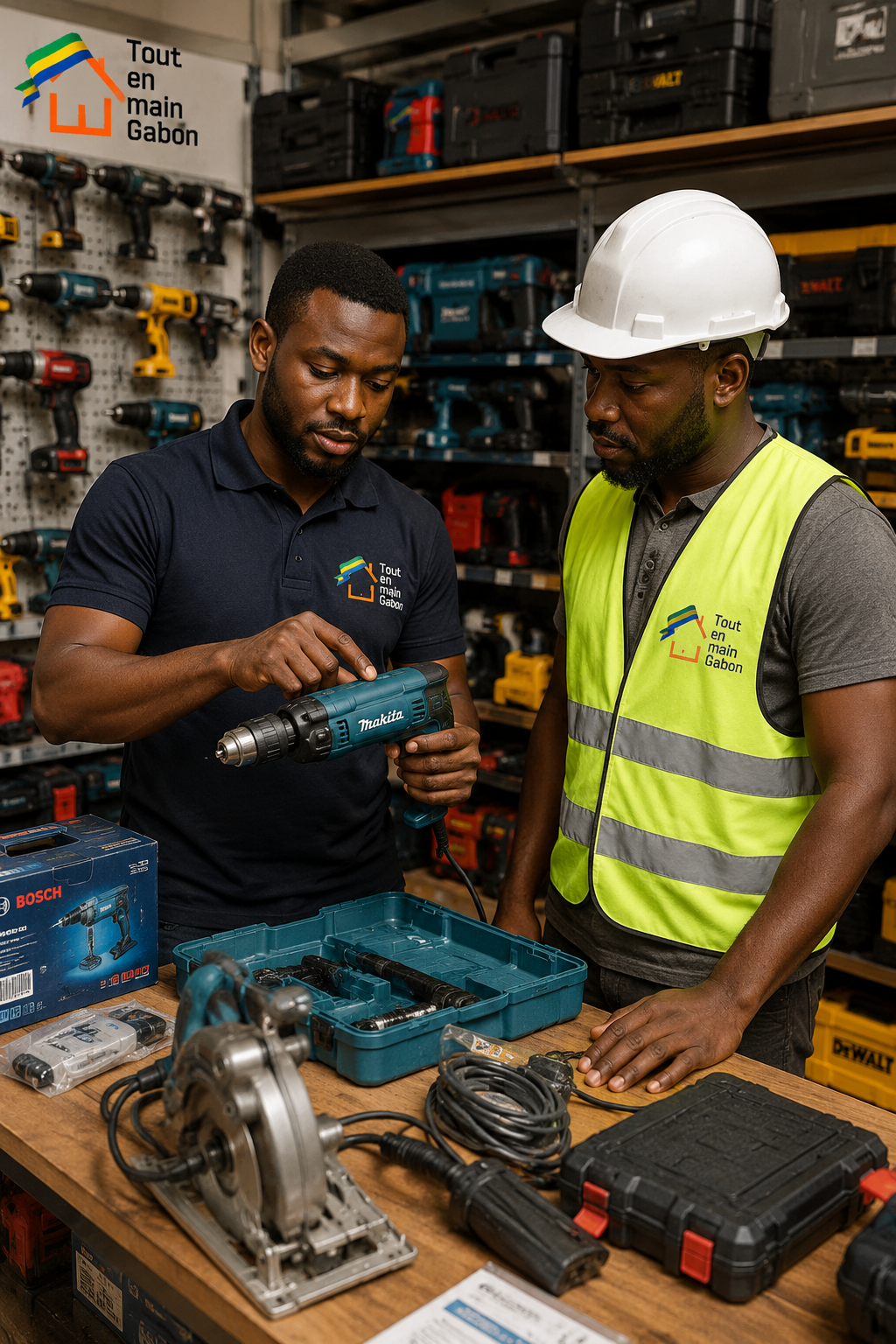 Achat d'outils électriques professionnels et conseils d'installation chez TEMG à Libreville, Gabon